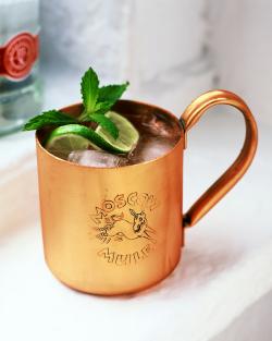 The Moscow Mule's famous copper mug